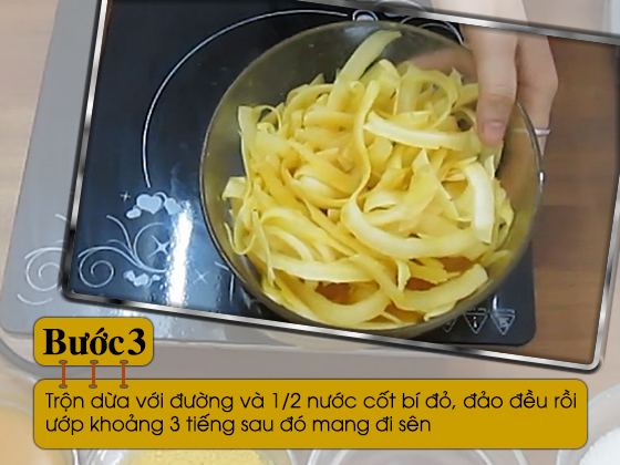 cách làm mứt dừa màu vàng bột bí đỏ